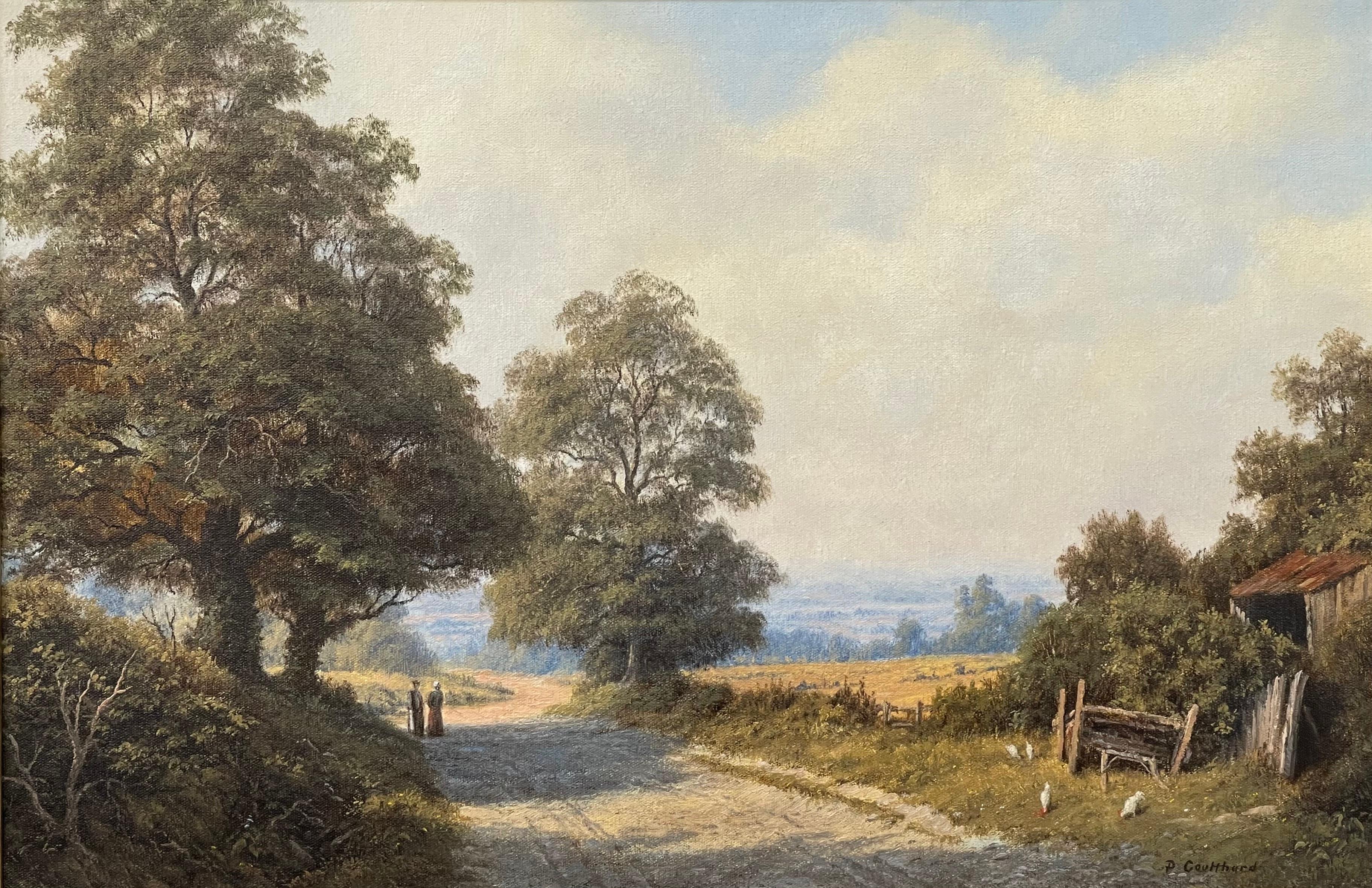 Traditional English Landscape Countryside Scene by 20th Century British Artist - Realist Painting by Peter Coulthard