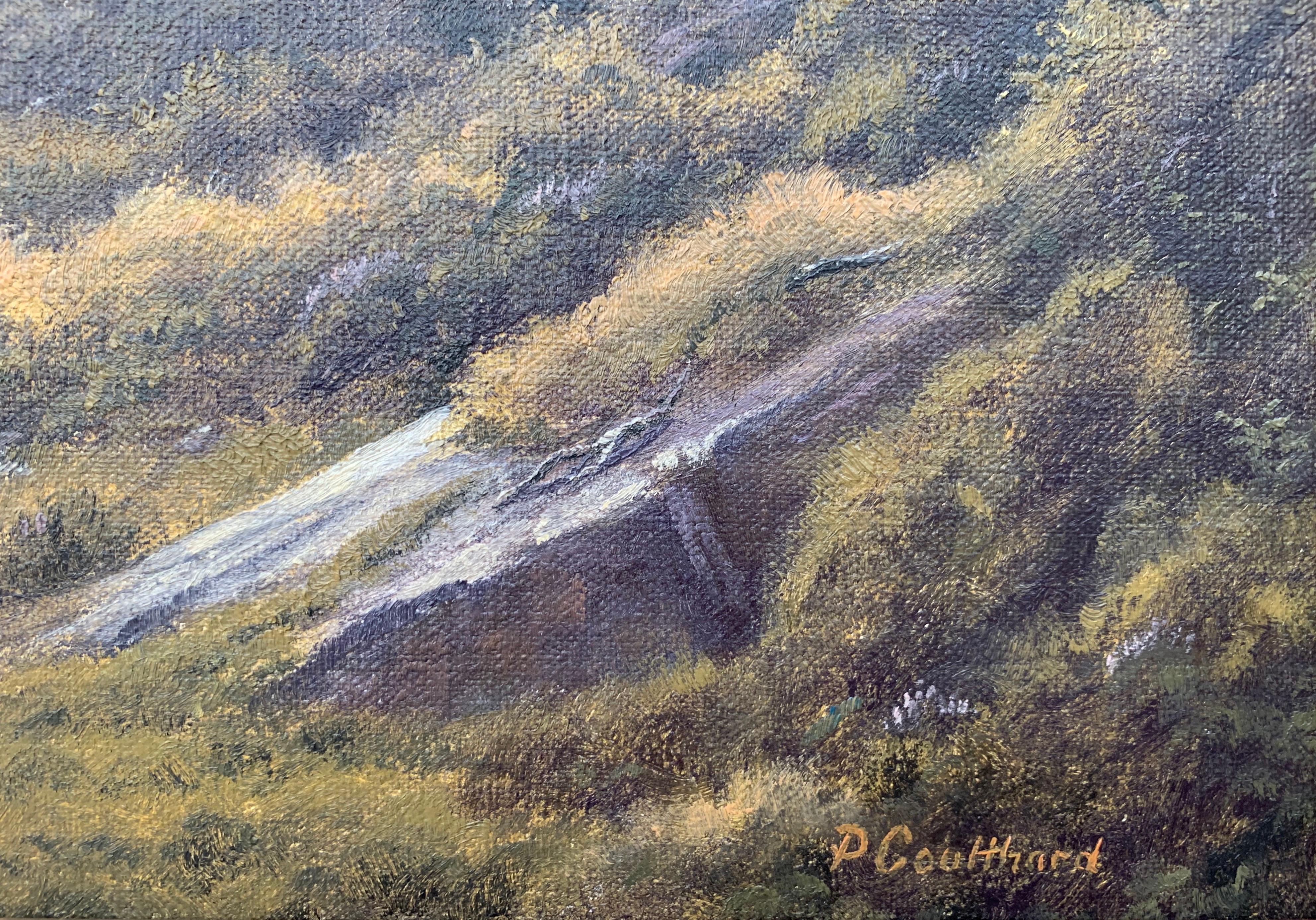 Wild Deer in Scottish Highland Forest with Mountain River by British Artist 2