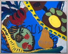 „Untitled“ „Stillleben“ Acrylgemälde mit Birnen, Zitronen und Limonen von Peter Dahlke