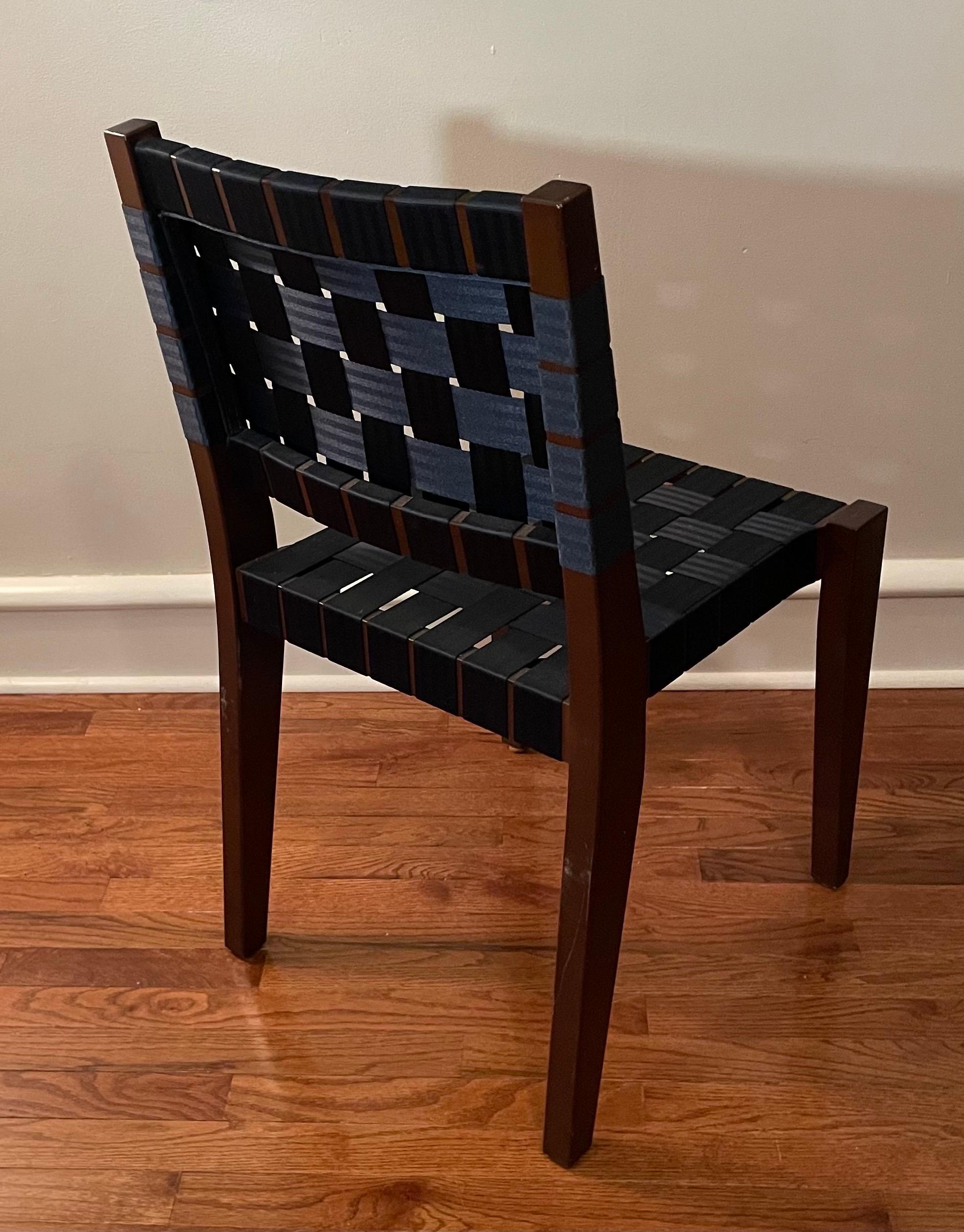 American Peter Danko Ashton Side Chairs With Navy Blue Woven Seat & Back, Set of 4 For Sale