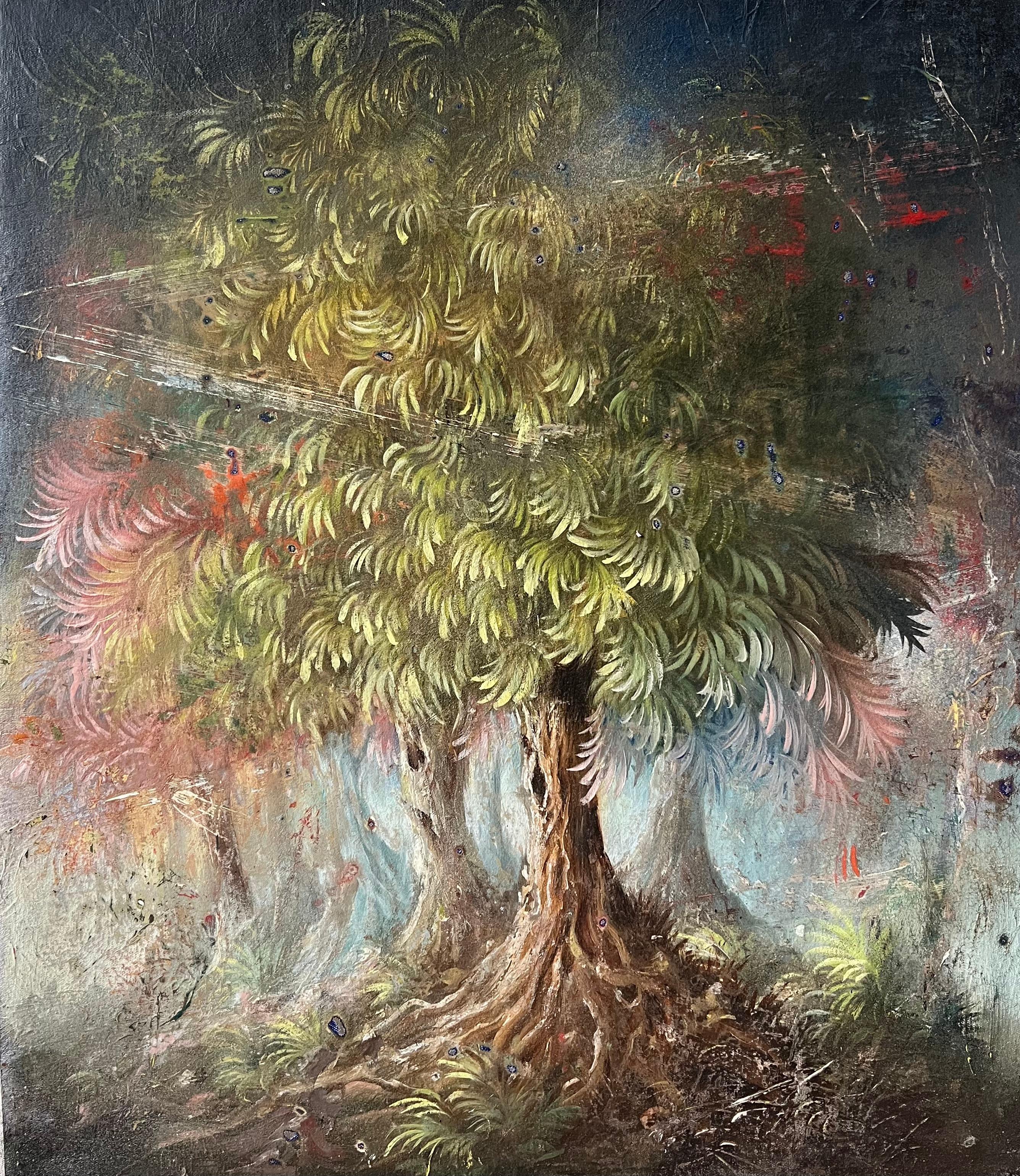 Peter Daverington (geb. 1974, Australien) malt Landschaften, die sein Interesse an Reisen, Kultur und Kunstgeschichte vereinen. In seiner maximalistischen Ästhetik erschafft Daverington disparate Bilder, Stile und Referenzen der Meister der