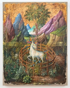 Oil Painting by Peter Daverington, Titled "The Unicorn in Captivity", 2015