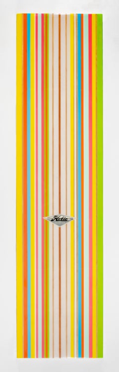 Colorful Hobie Surfboard / Resin on Wood / Yellow Green and Orange 