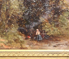 “Gypsies in the New Forest" Earth Toned Romantic Landscape Painting