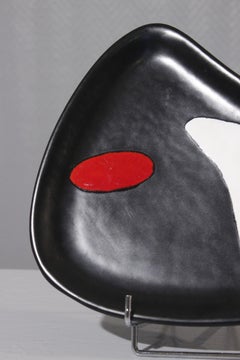 Peter & Denise Orlando free-form dish 1950s black satin enamel abstract design