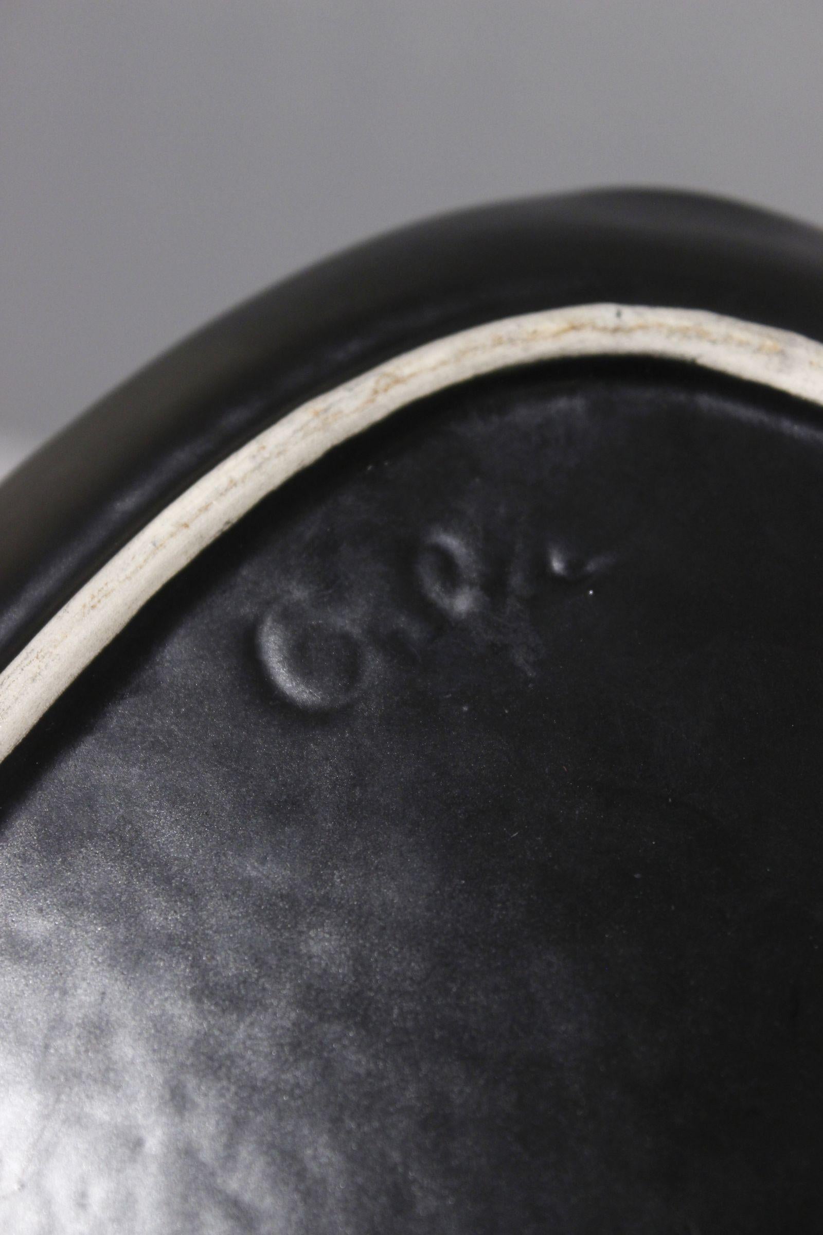 Peter & Denise Orlando free-form dish 1950s black satin enamel abstract design 1