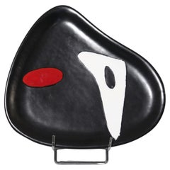 Peter & Denise Orlando free-form dish 1950s black satin enamel abstract design