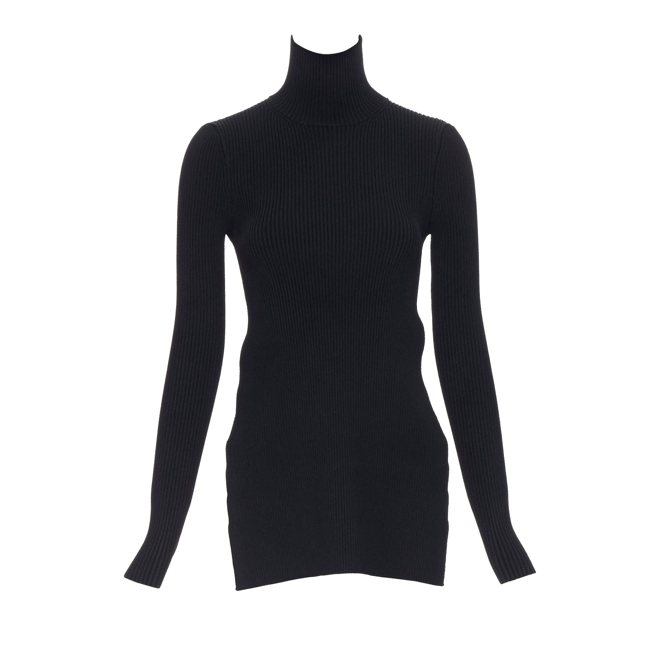 PETER DO 2019 black ribbed knit open back turtleneck sweater top XS