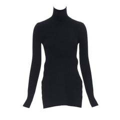PETER DO 2019 black ribbed knit open back turtleneck sweater top XS