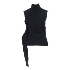 PETER DO 2019 black thick viscose knit safety harness strap turtleneck top XS