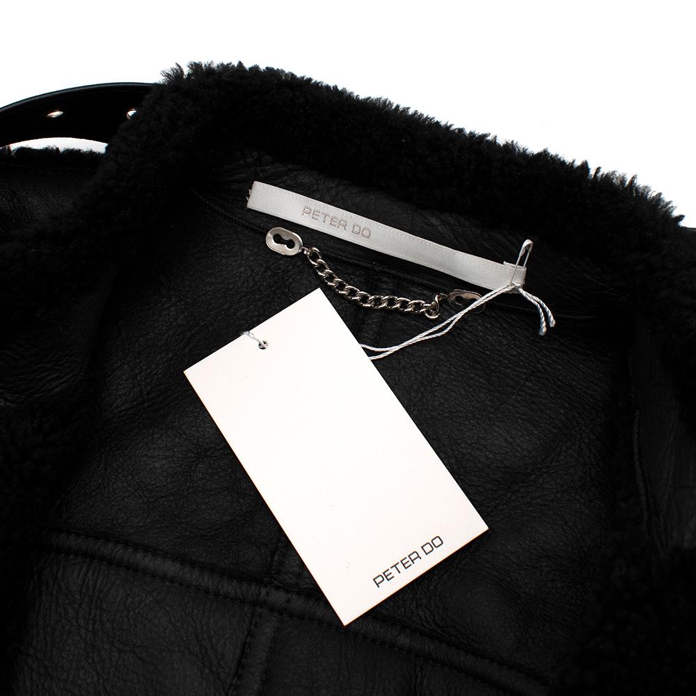 Schwarze Car Seat Shearling-Jacke von Peter Do - Größe US 6 im Angebot 1