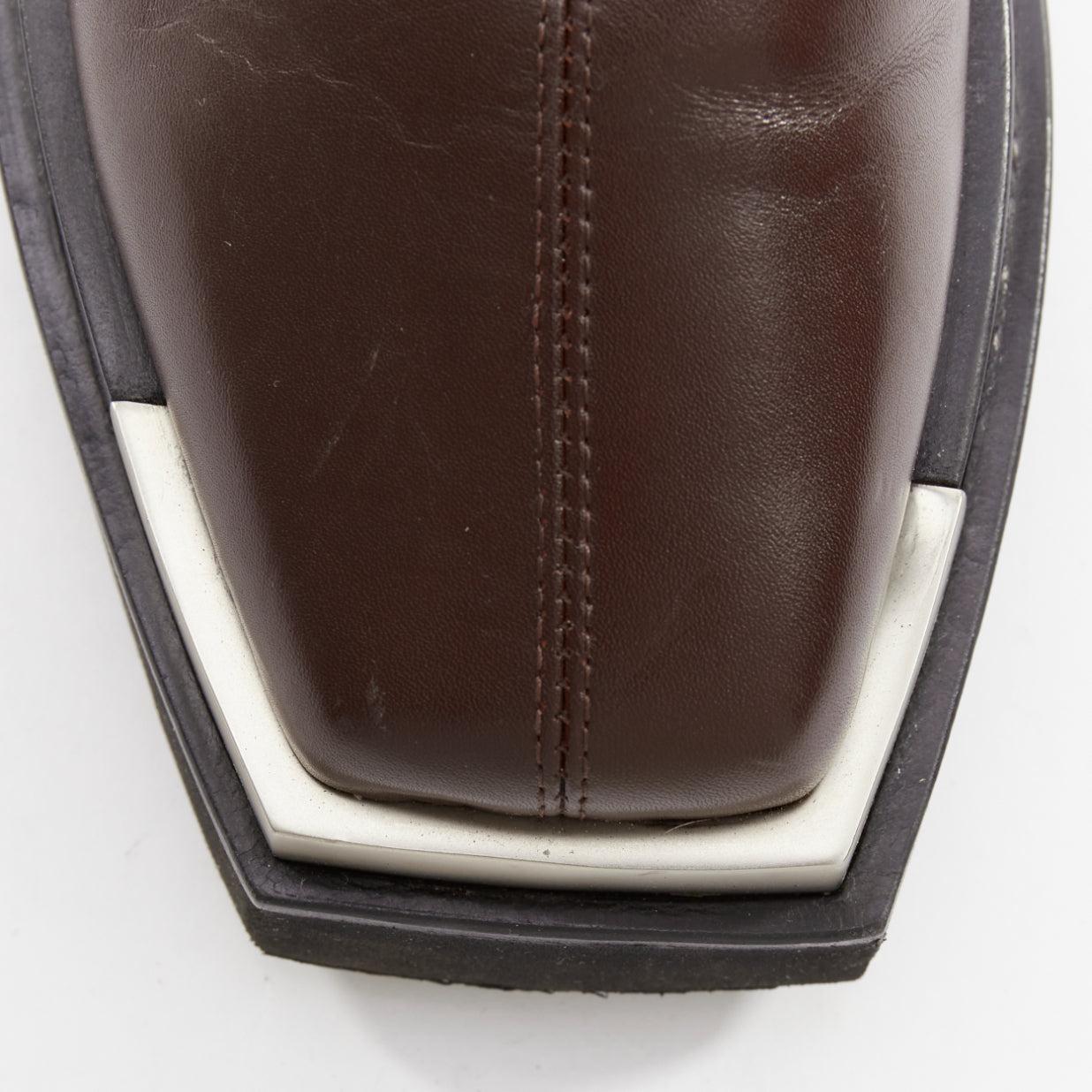 PETER DO Napa Moto tabaco marrón metal punta cuadrada botines EU38 en venta 5