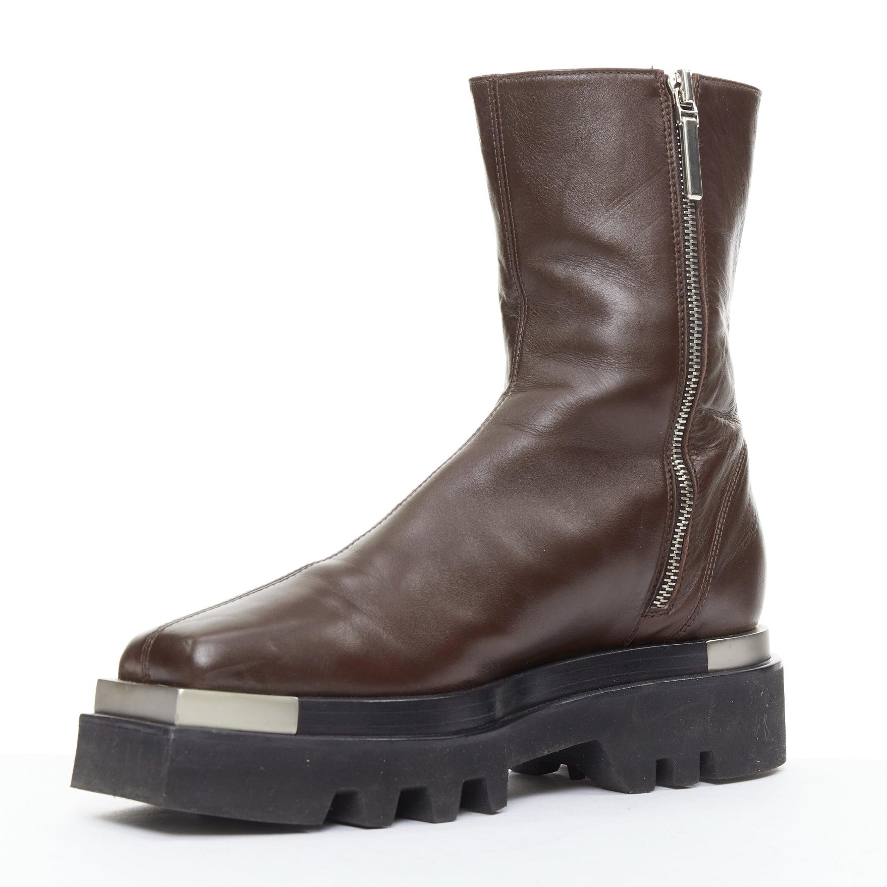 PETER DO Napa Moto tabaco marrón metal punta cuadrada botines EU38 Negro en venta