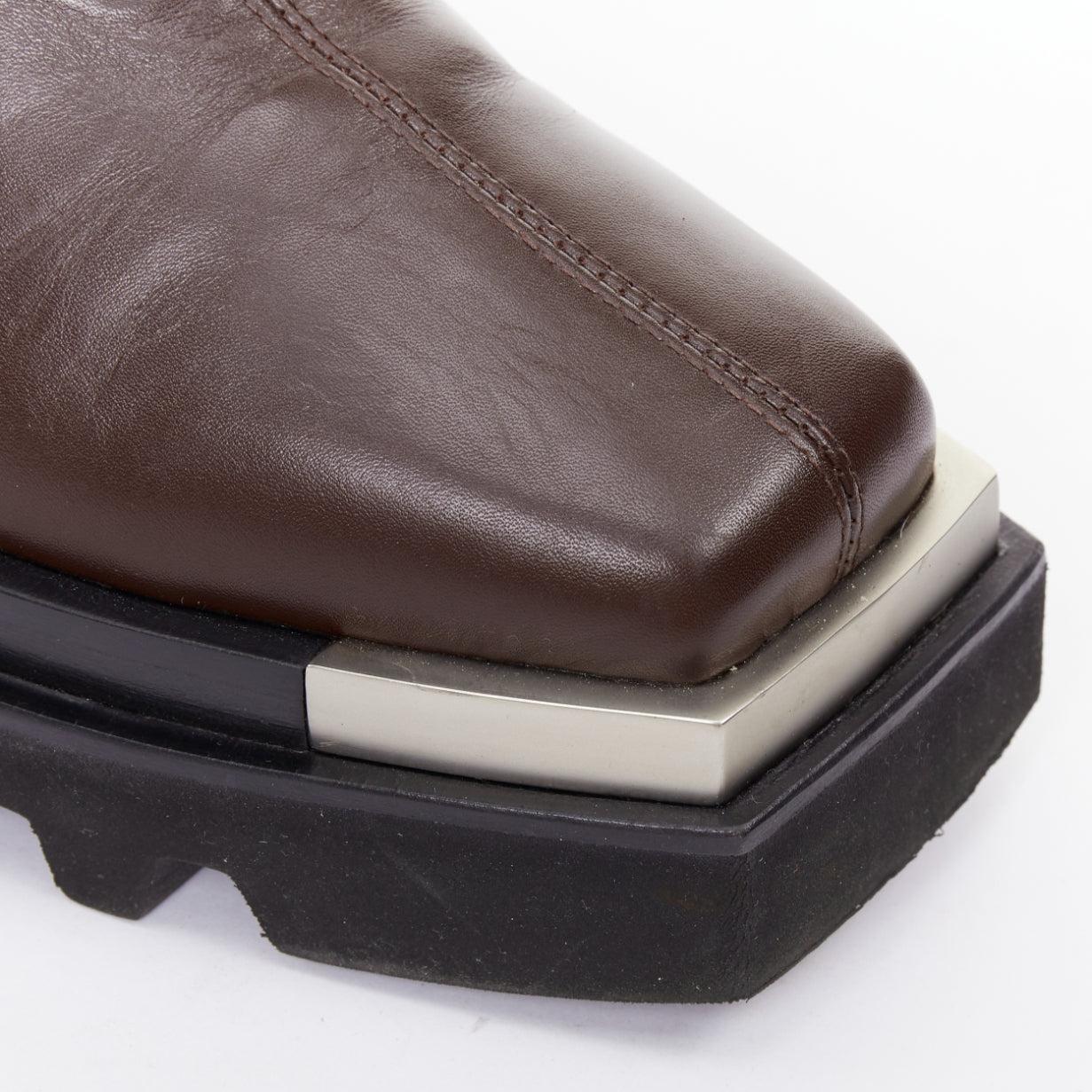 PETER DO Napa Moto tabaco marrón metal punta cuadrada botines EU38 en venta 1