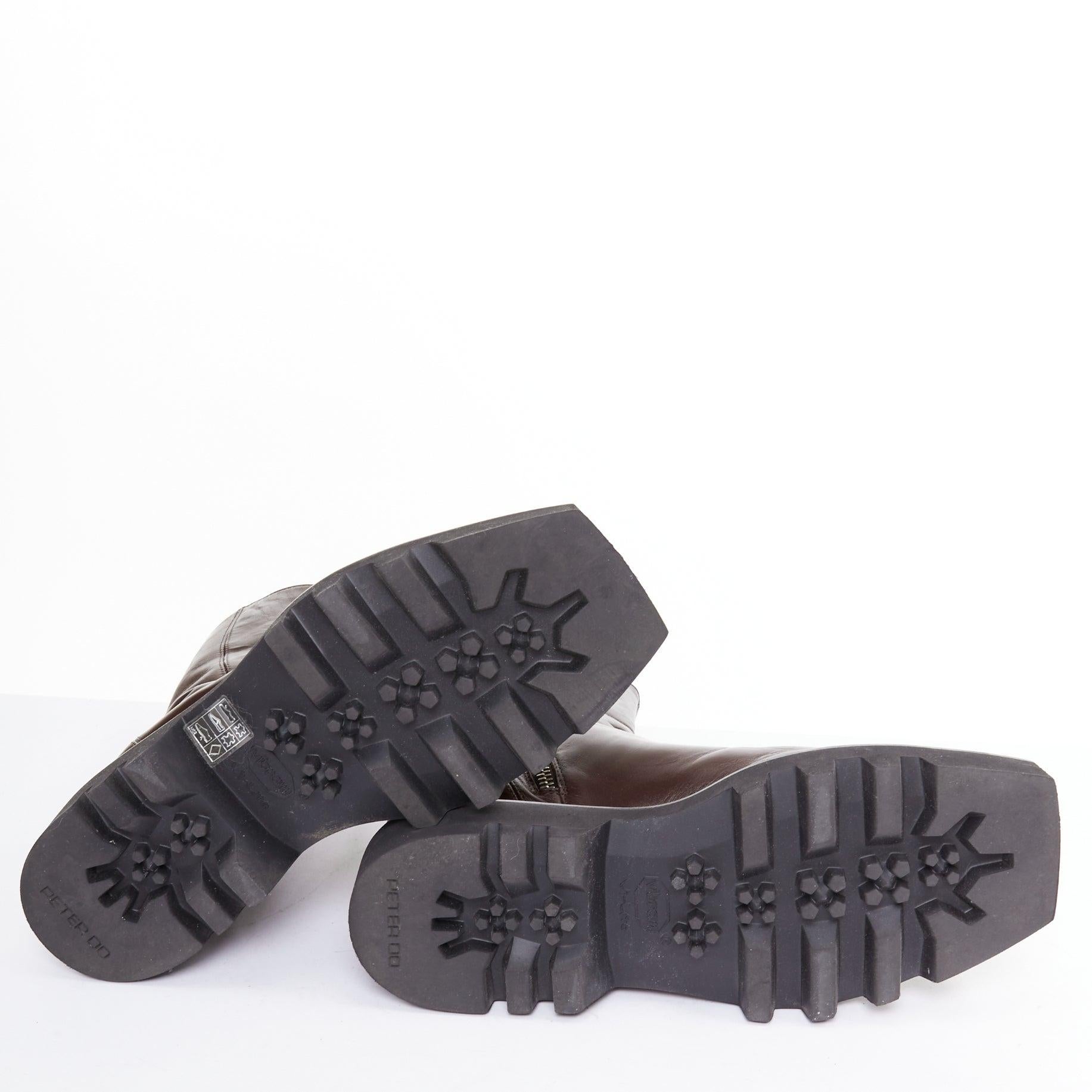 PETER DO Napa Moto tabaco marrón metal punta cuadrada botines EU38 en venta 3