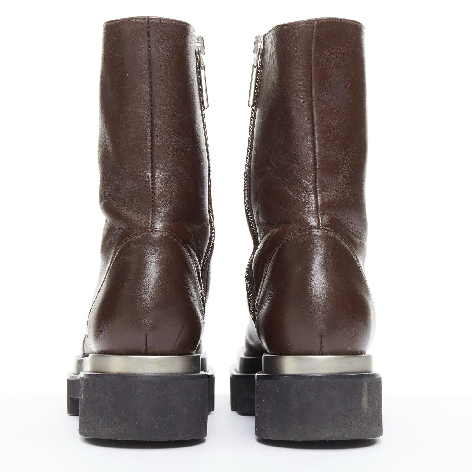 PETER DO Napa Moto tabaco marrón metal punta cuadrada botines EU38 en venta 4