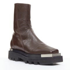 PETER DO Napa Moto tobacco brown metal square toe ankle boots EU38