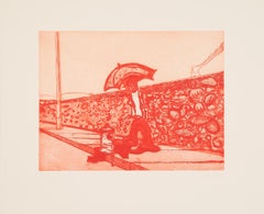 Lapeyrouse Wall - Contemporaneo, Acquaforte, Ombrello, Rosso, Urbano, Memoriale