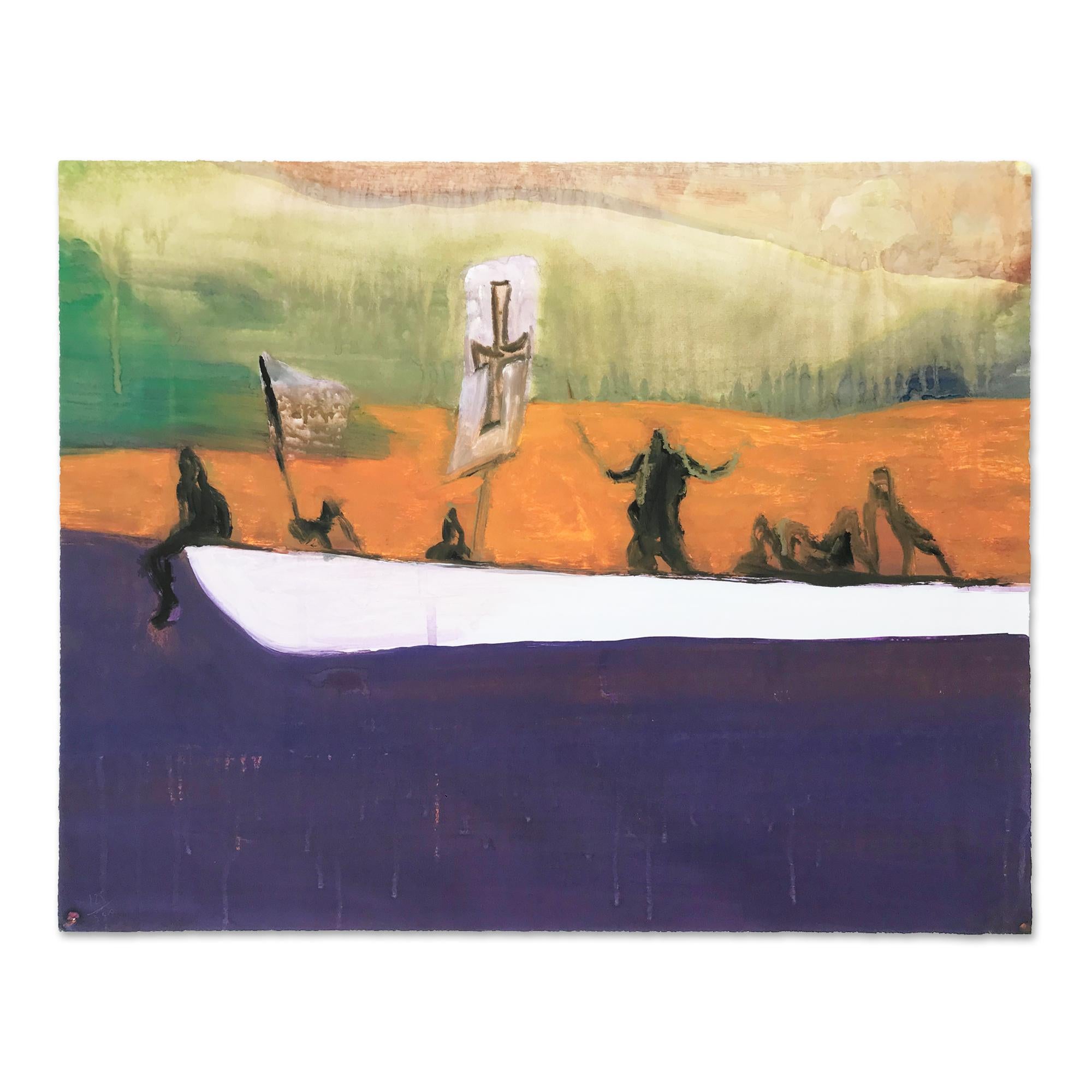Kanus: signierter Druck, britische zeitgenössische Kunst von Peter Doig