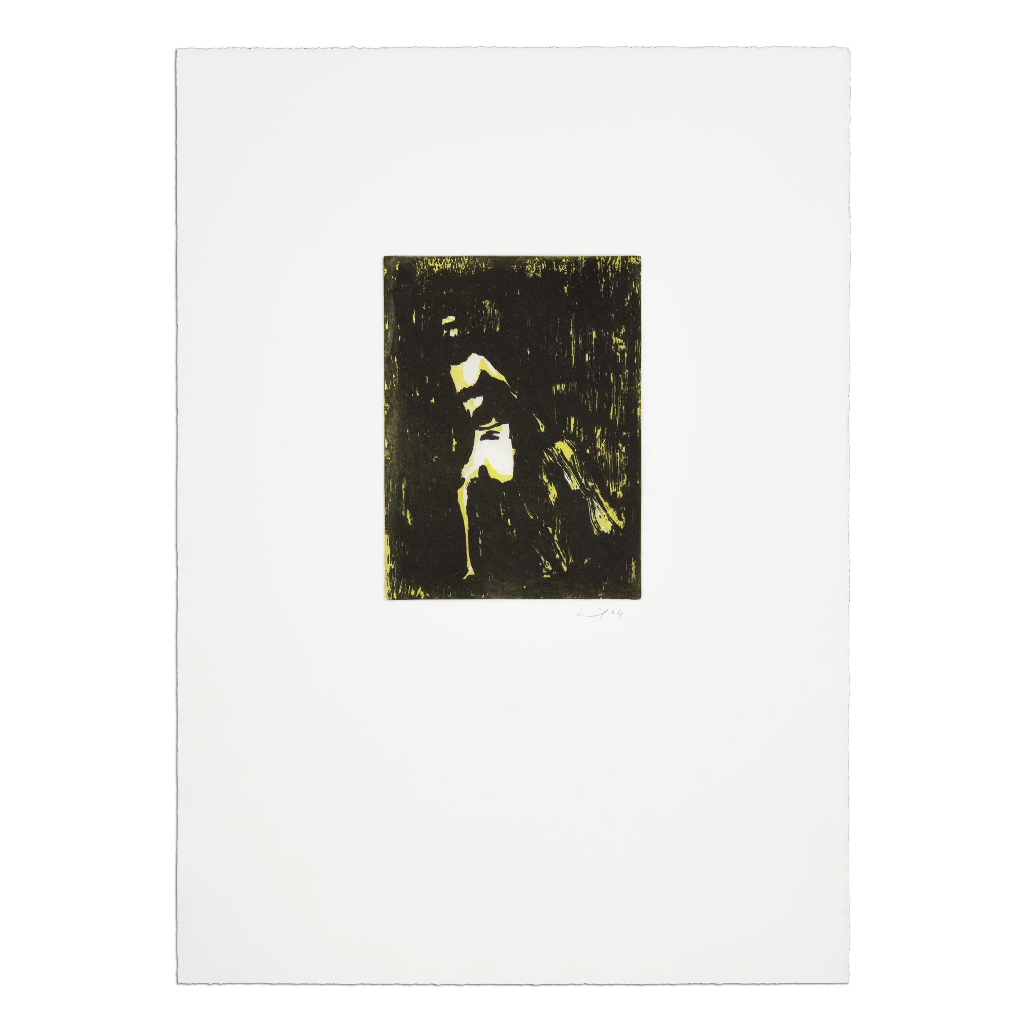 Peter Doig (born 1959 in Edinburgh)
Fisherman, 2004
Series: From the “Black Palms” portfolio
Medium: Etching in colors, on 250g/qm Zerkall paper
Medium: 53.5 × 38 cm (21 1/10 × 15 in)
Publisher: Griffelkunst-Vereinigung, Hamburg
Printer: