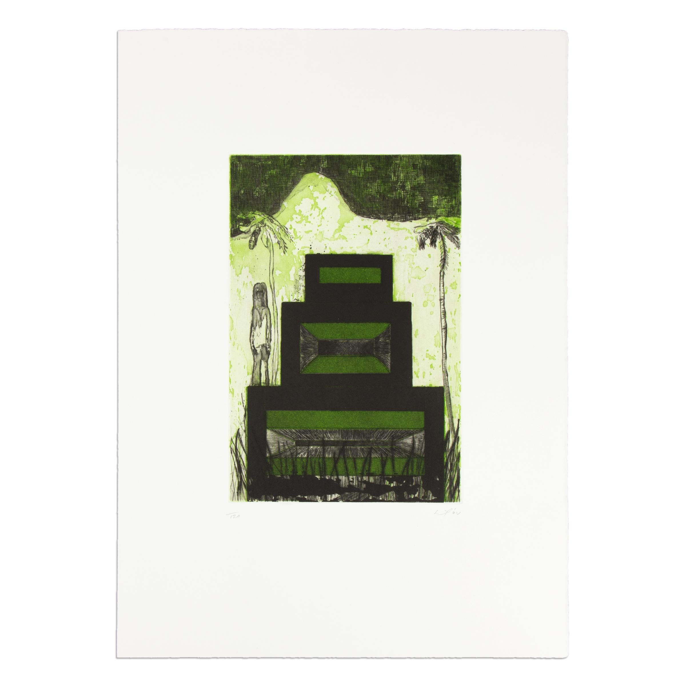Peter Doig (nacido en 1959 en Edimburgo)
Maracas, 2004
Técnica: Aguafuerte y aguatinta sobre papel tejido
Dimensiones: 53,2 x 38,1 cm (20 9/10 × 15 pulg.)
Edición de 120 + 10 AP: Firmada a mano y numerada a lápiz
Estado: Excelente