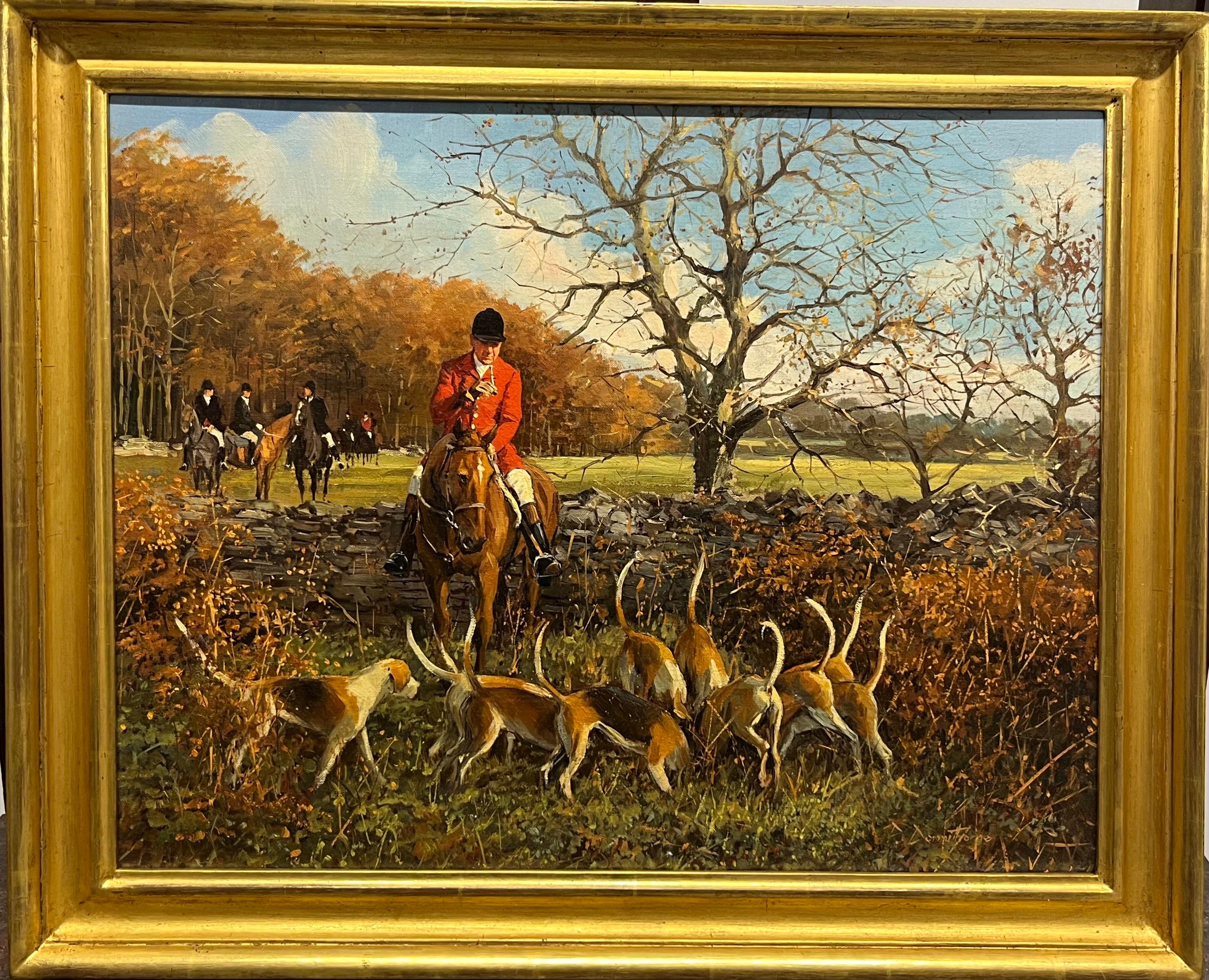 The opening hunt meet, November 1984 - Painting by Peter Donnithorne