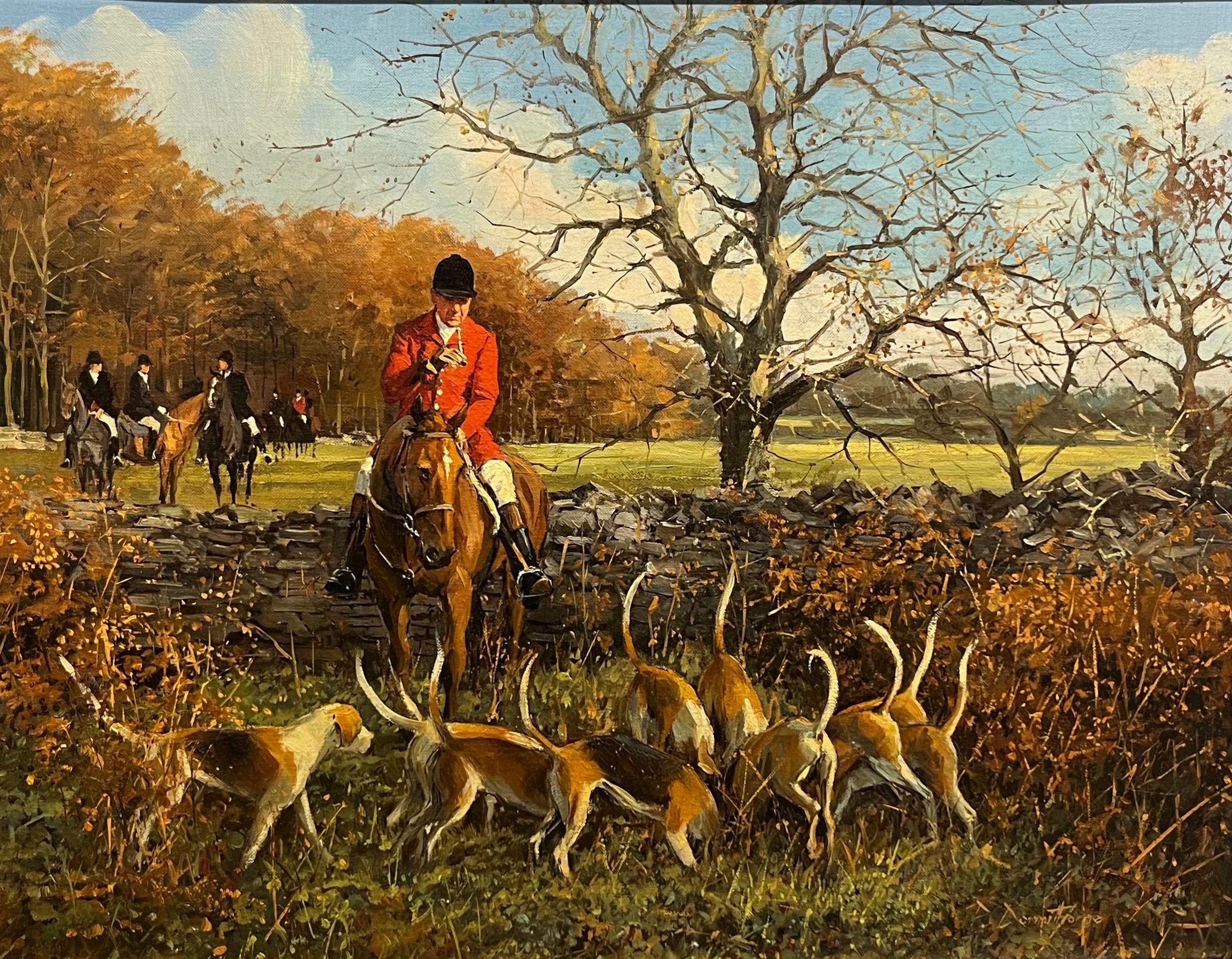 Peter Donnithorne Animal Painting - The opening hunt meet, November 1984