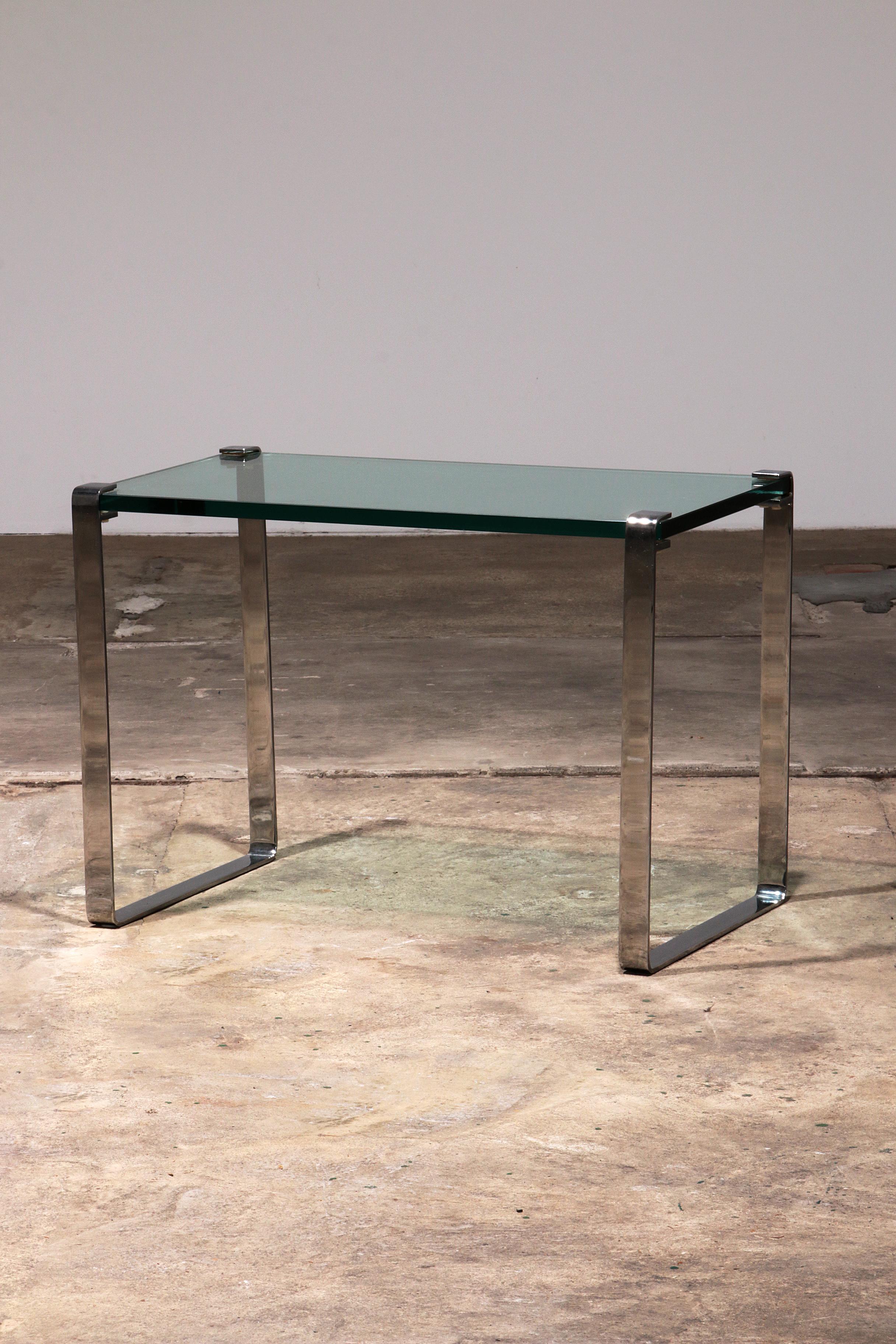 Mid-Century Modern Table d'appoint Peter Draenert modèle 1022, chrome et verre, Allemagne 1960 en vente