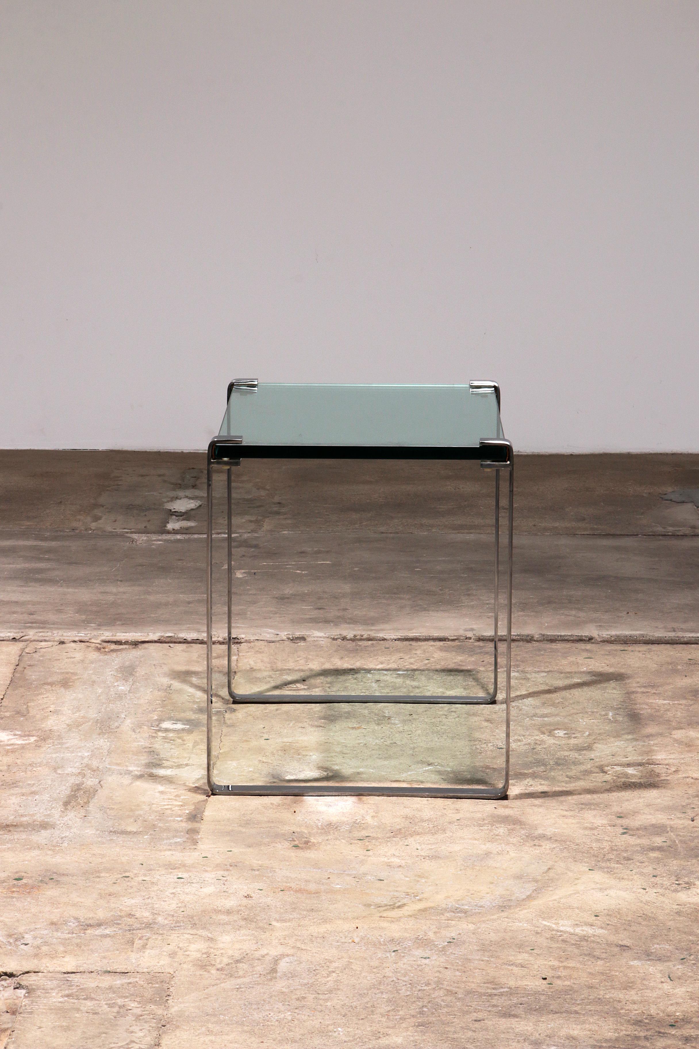 Mid-20th Century Peter Draenert Model 1022 Side table - Chrome & Glass, Germany 1960 For Sale