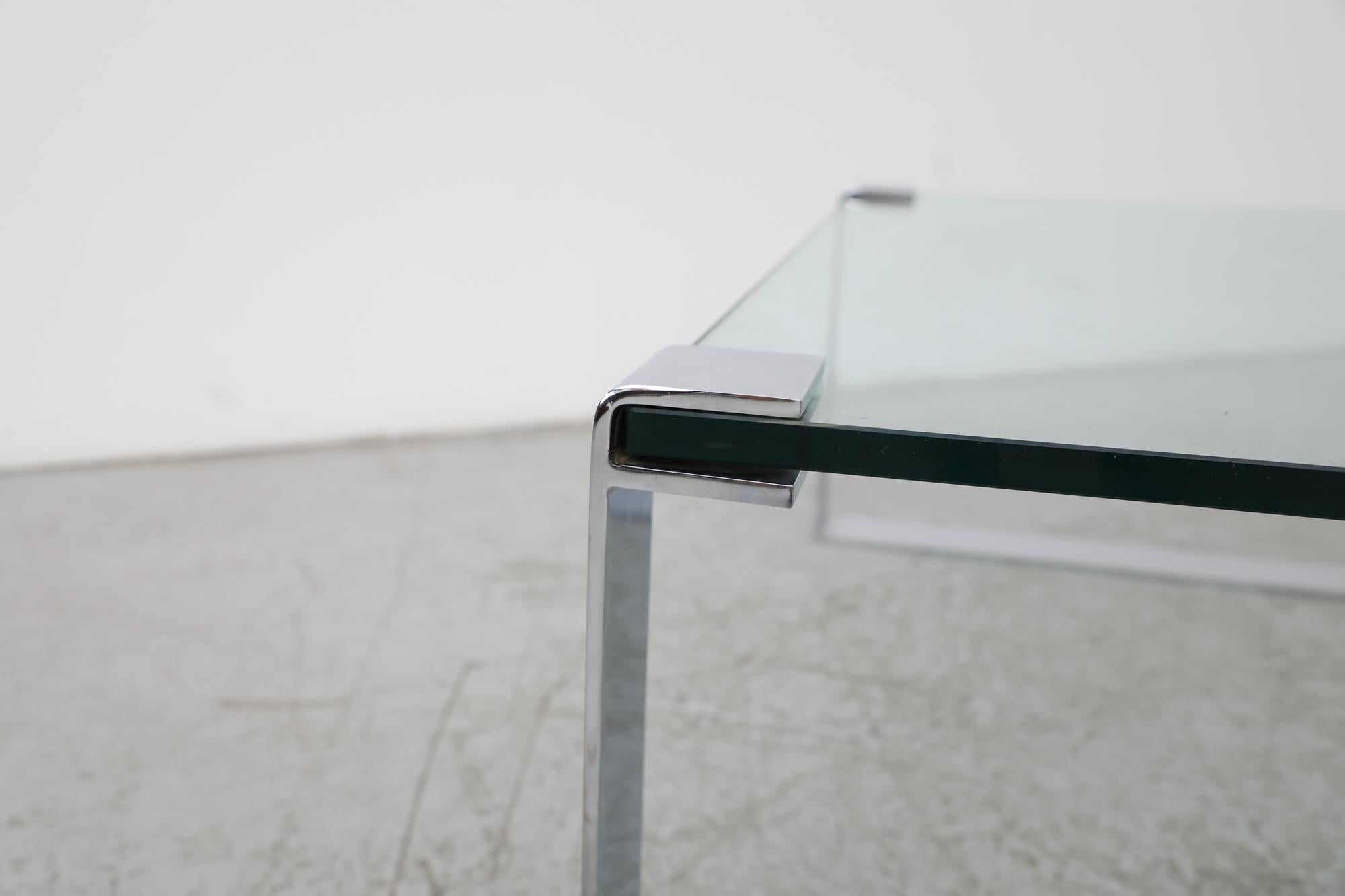 Table basse épaisse Peter Draenert modèle 1022 avec base carrée chromée en vente 2