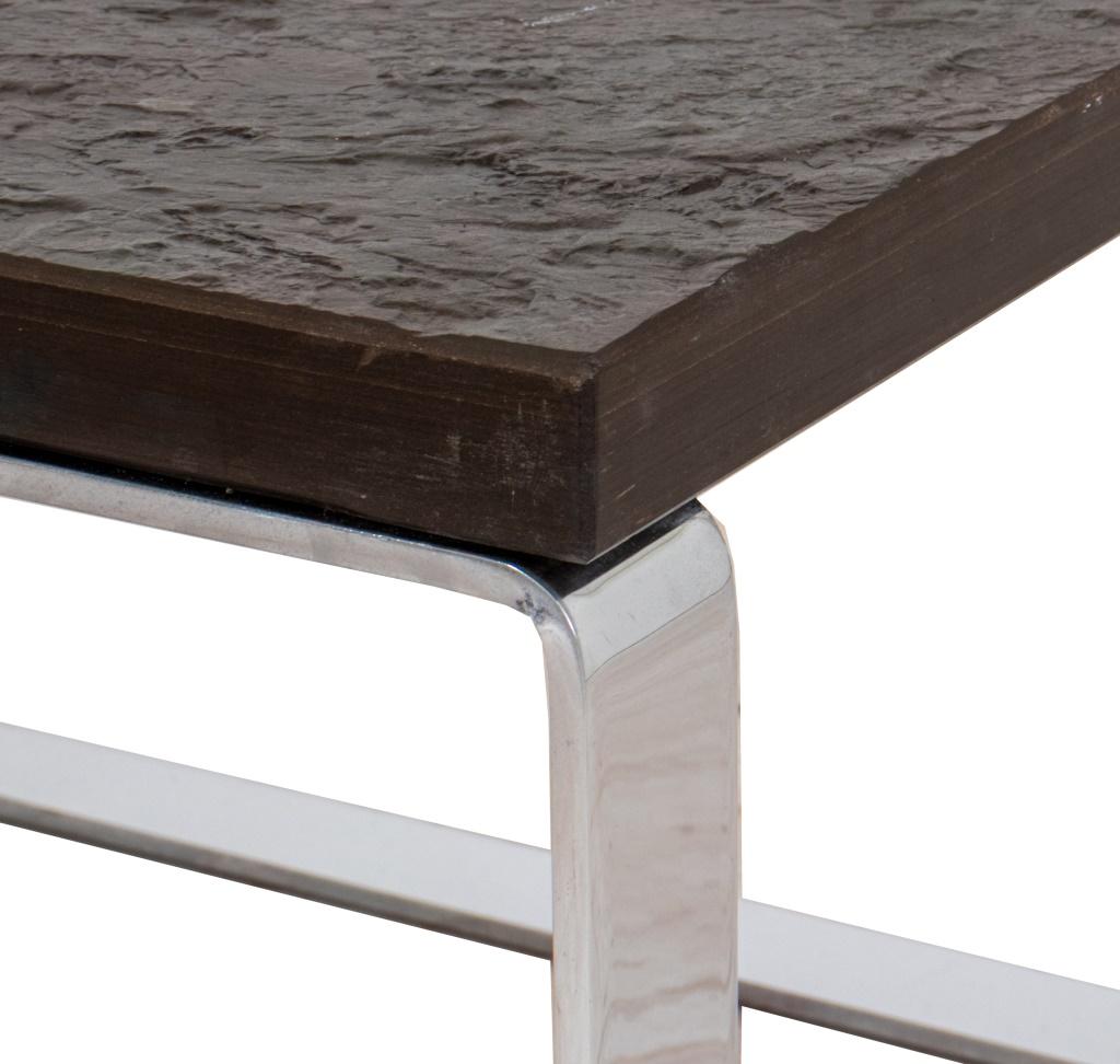 Stone Peter Draenert Modern Chrome & Slate End Tables, 2