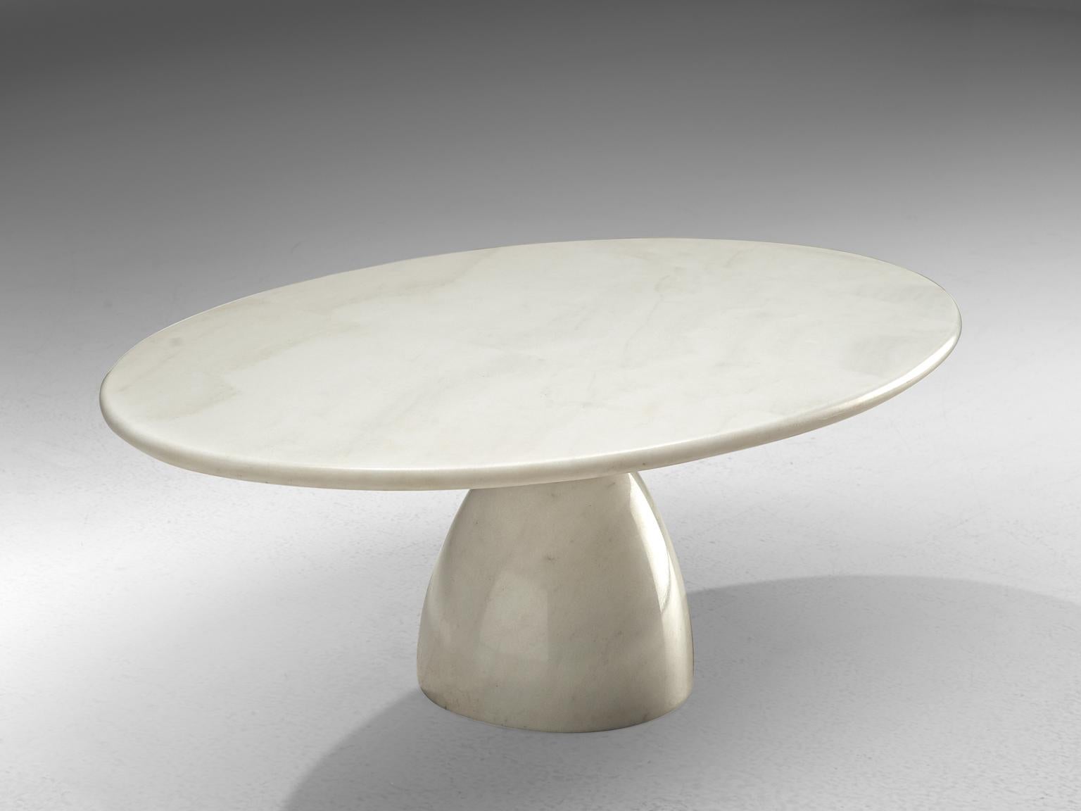 Mid-Century Modern Peter Draenert Oval Coffee Table in White Marble