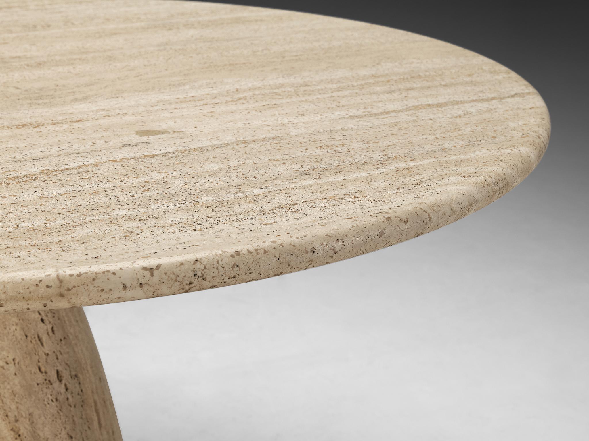 Mid-Century Modern Peter Draenert Round Travertine Dining Table