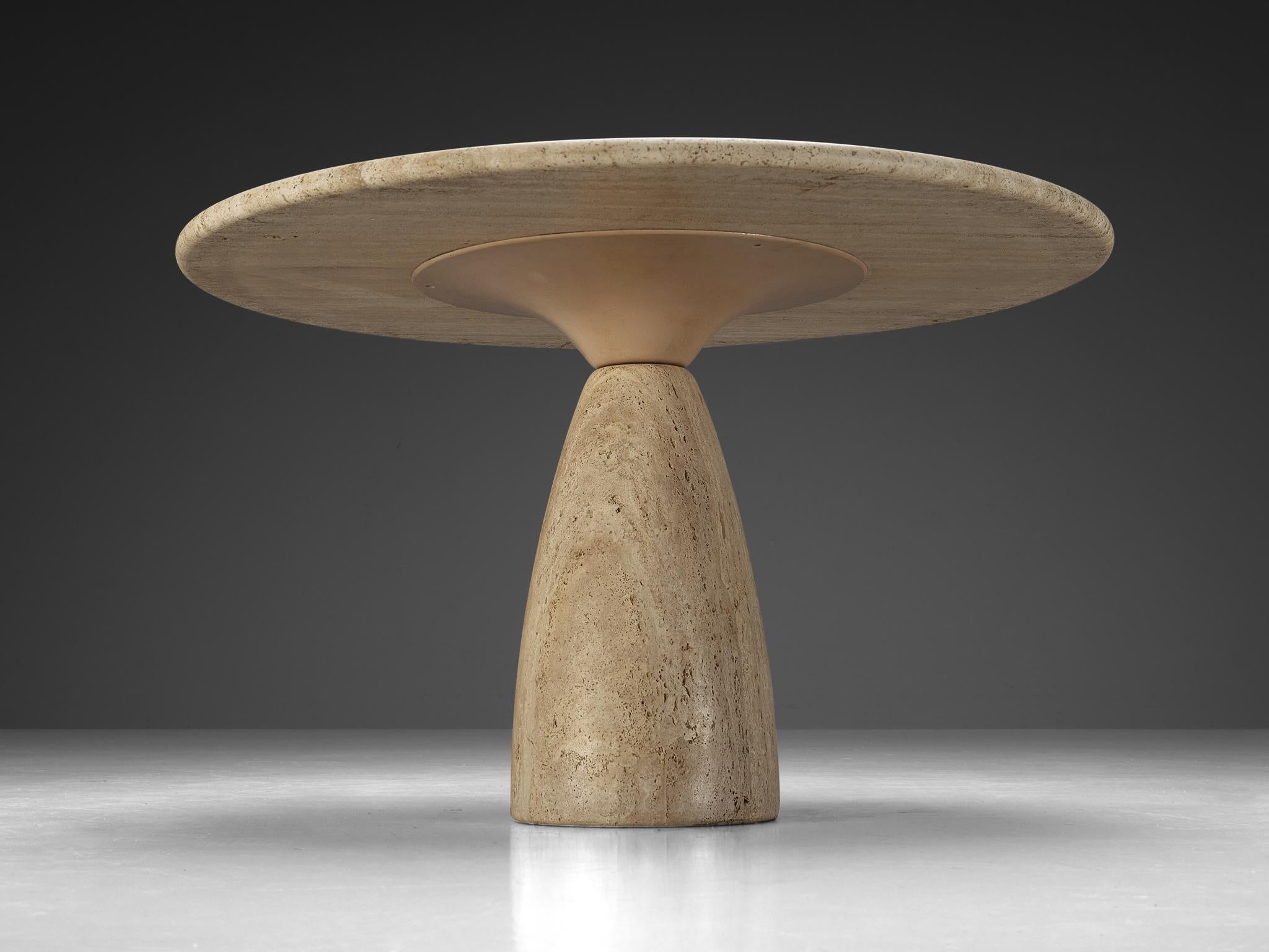 German Peter Draenert Round Travertine Dining Table