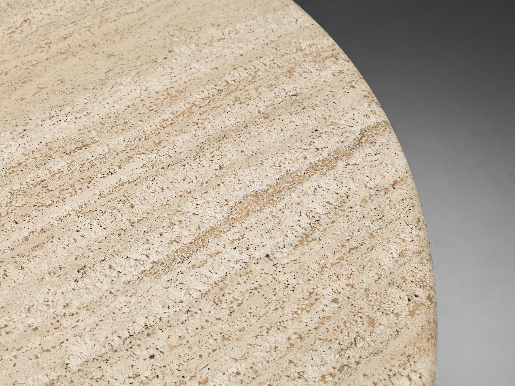 Peter Draenert Round Travertine Dining Table In Good Condition In Waalwijk, NL