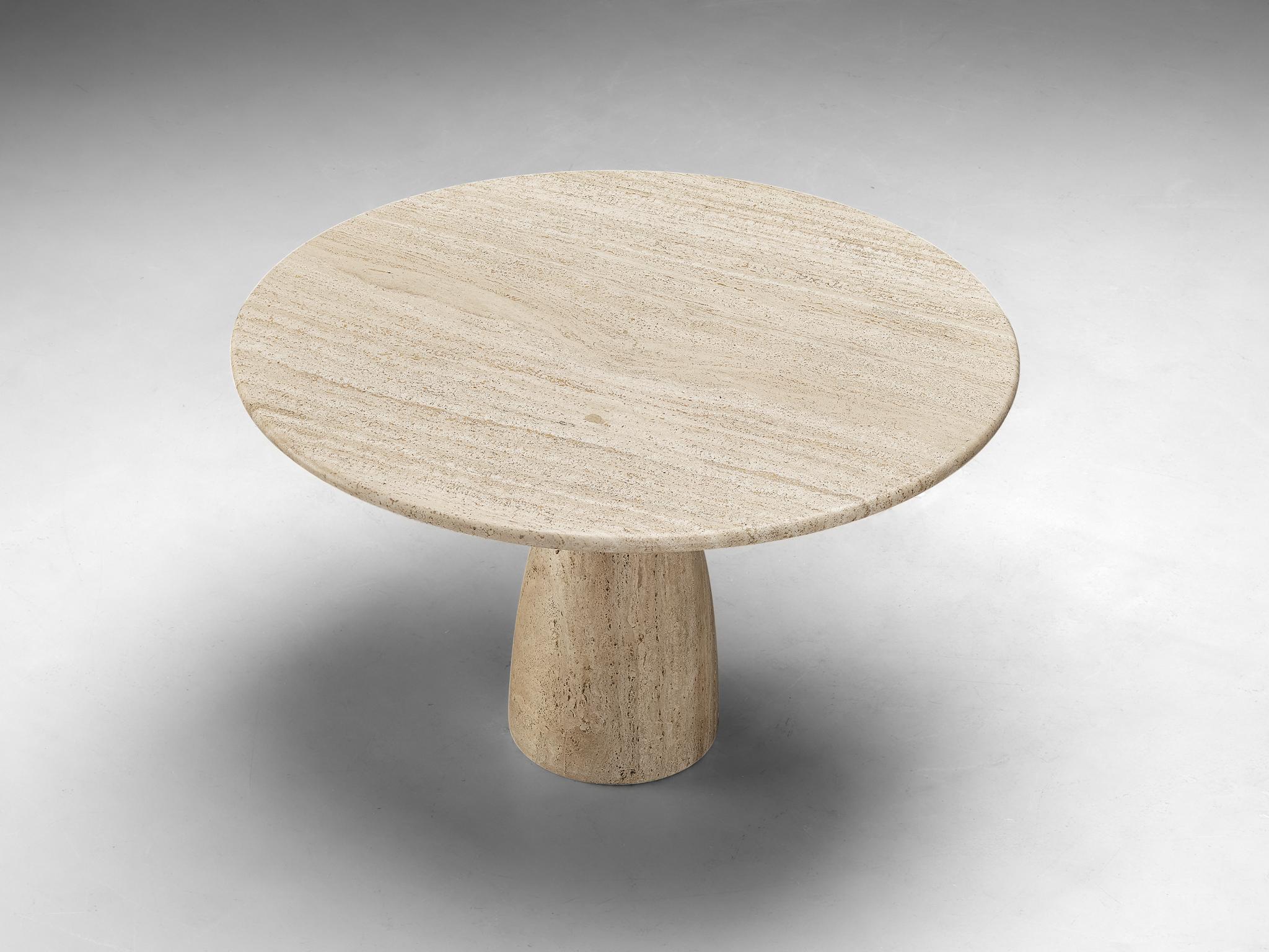 Metal Peter Draenert Round Travertine Dining Table