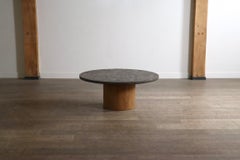 Peter Draenert Studios Couchtisch aus fossilem Stein und Eiche, Deutschland 1970er Jahre