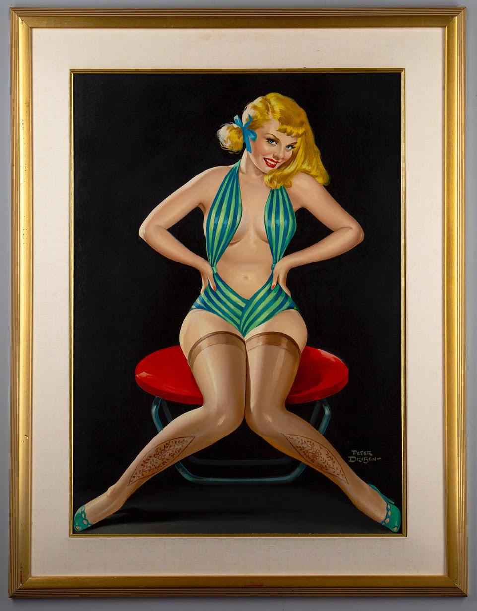 Beauty Parade Cover Girl - The Bashful Stripper - Painting by Peter Driben