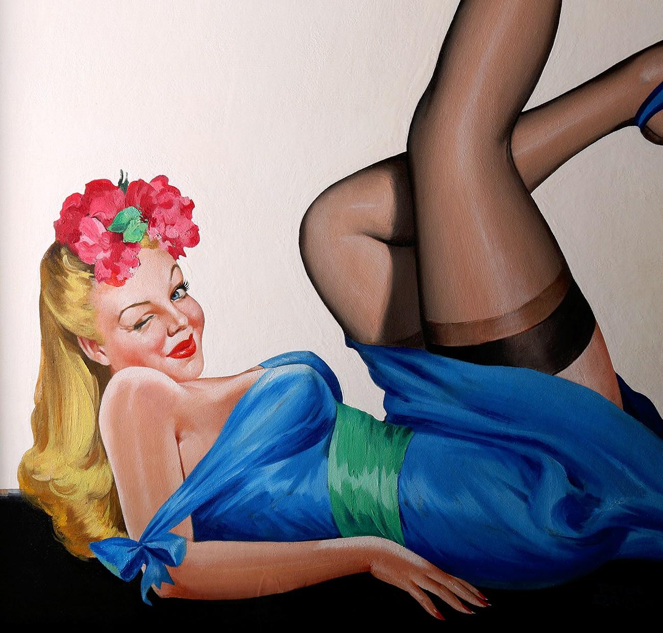 Wink - Gray Figurative Painting by Peter Driben