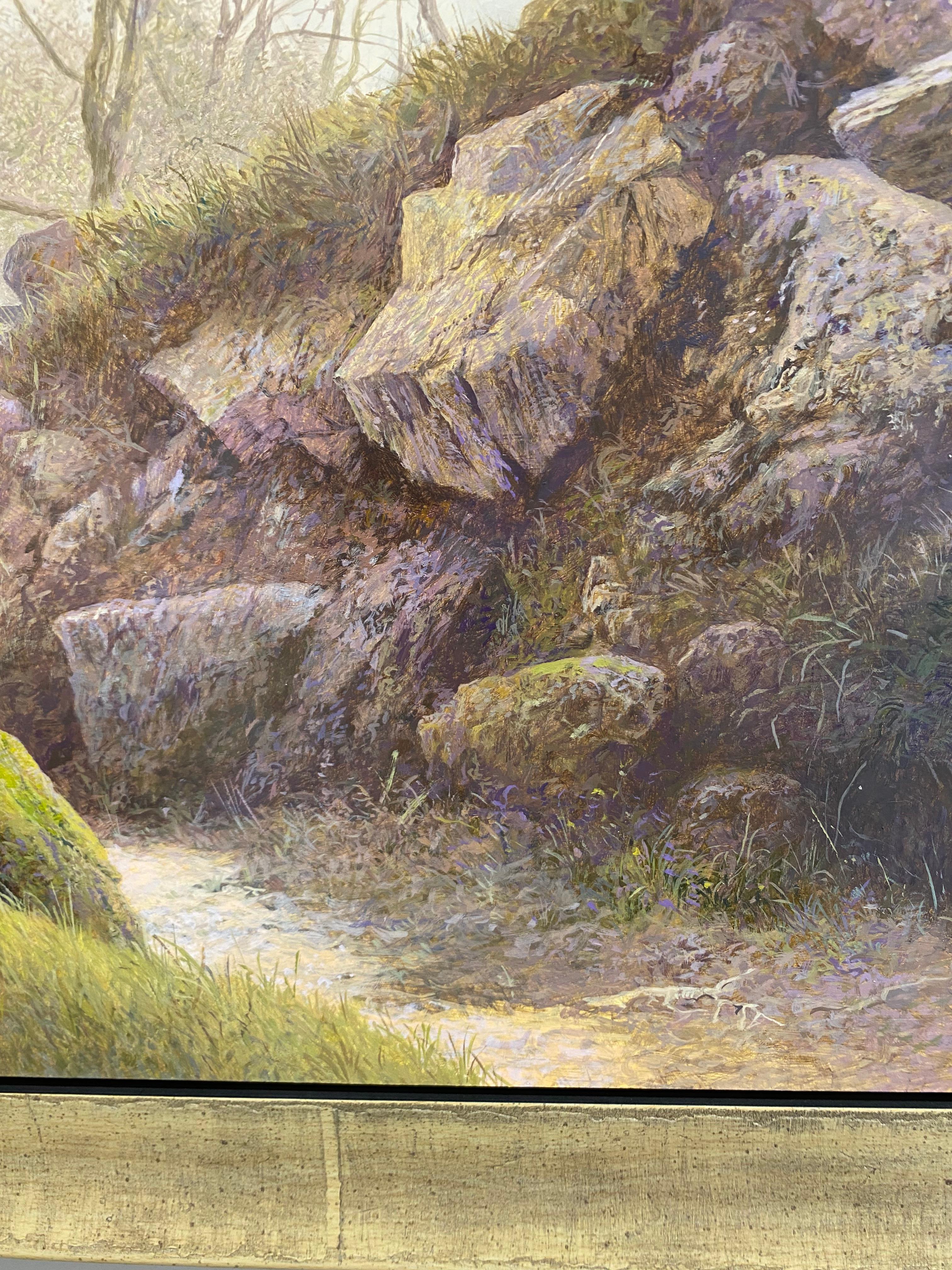 A tough Rock - 21st Century Contemporary Landscape Painting of a Forest For Sale 7