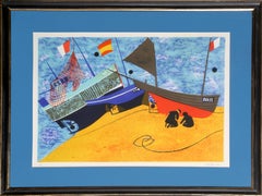 Voiliers français, lithographie moderne de Peters