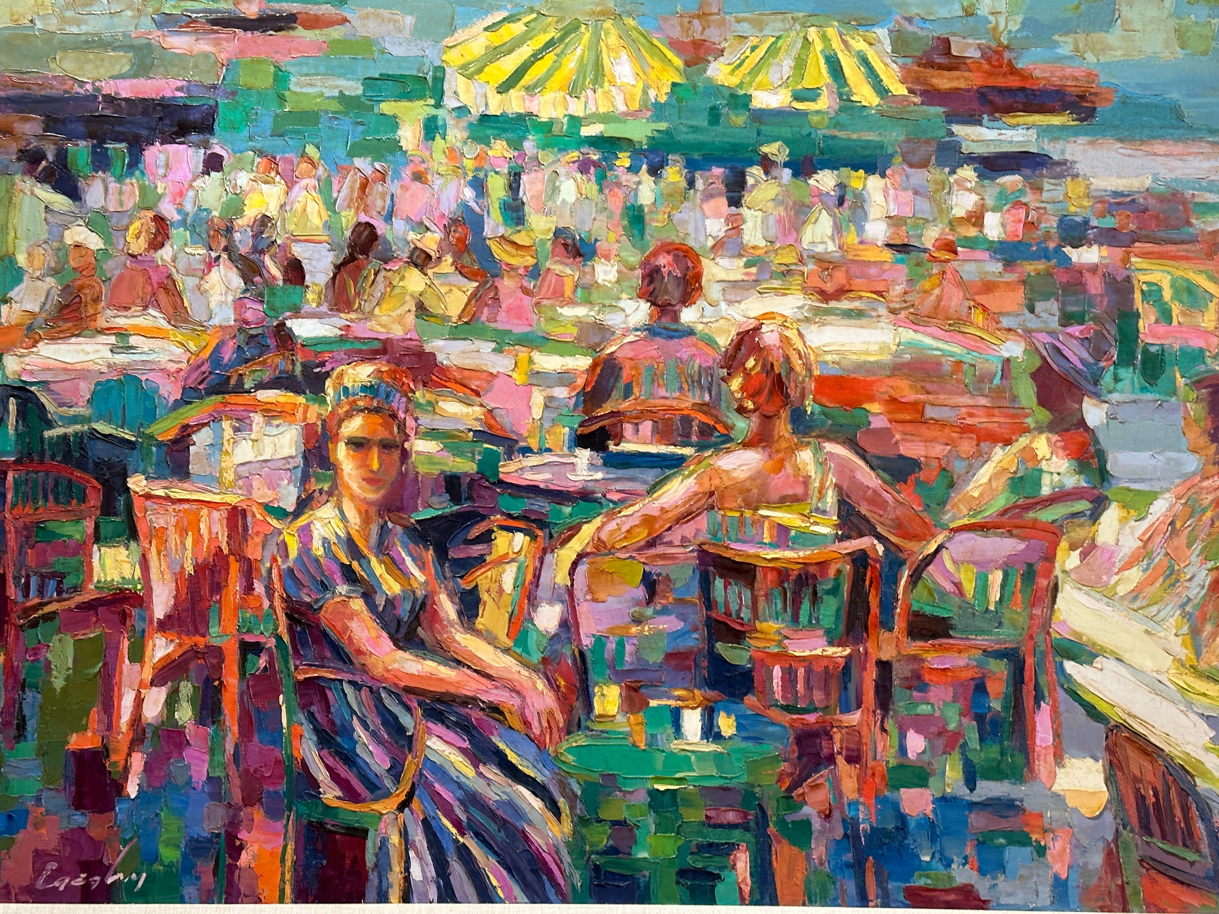 Scena impressionista dipinta a coltello da Peters Egeghy - Painting di Peter Egeghy