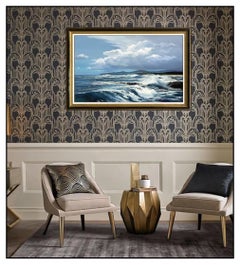 Peter Ellenshaw Large Oil Painting On Canvas Signed Ocean Seascape Original Art