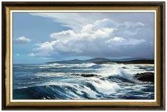 Vintage Peter Ellenshaw Large Oil Painting On Canvas Signed Ocean Seascape Original Art