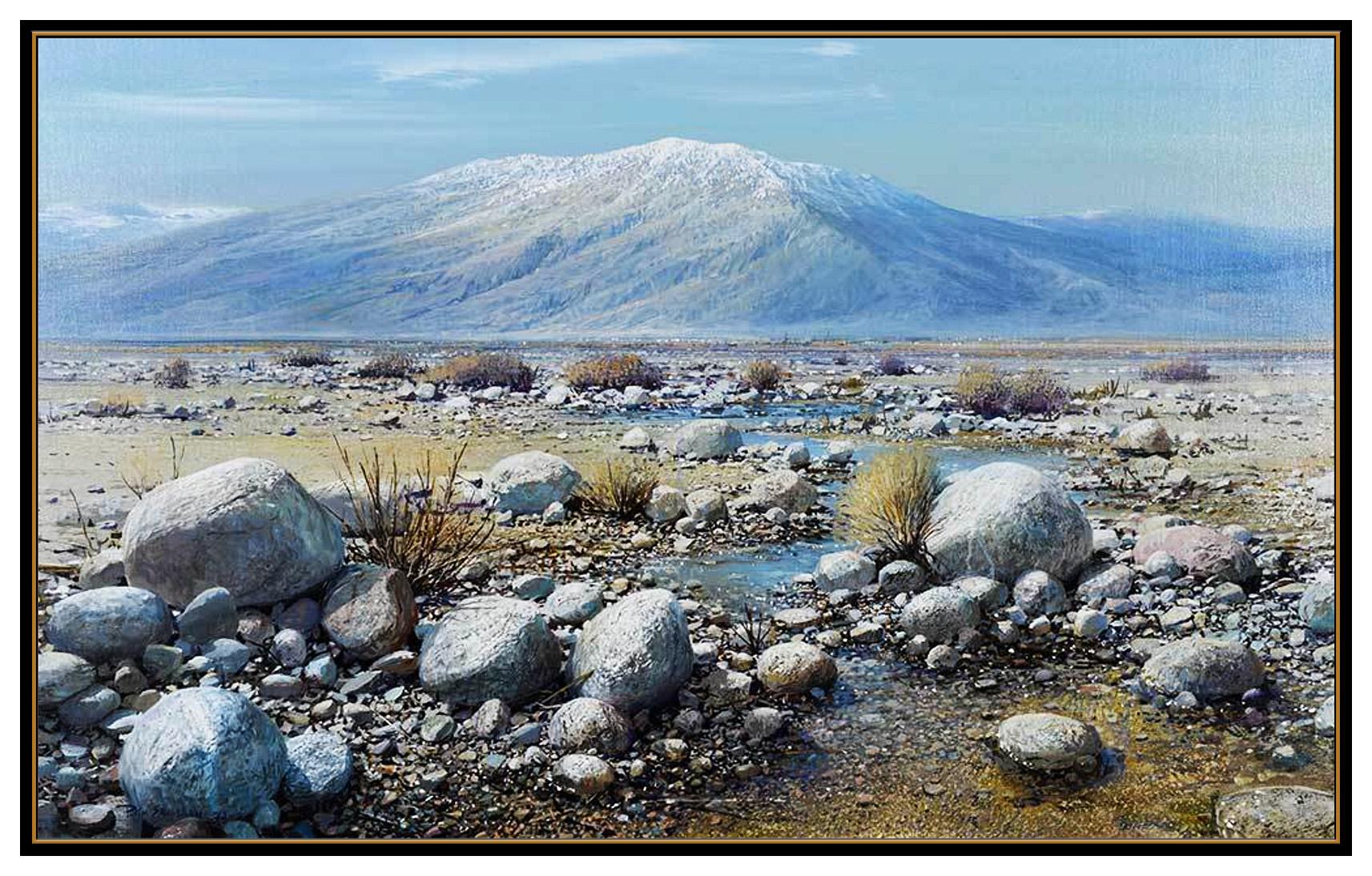 Peter Ellenshaw Large Oil Painting On Canvas Signed Western Mountain Landscape For Sale 1