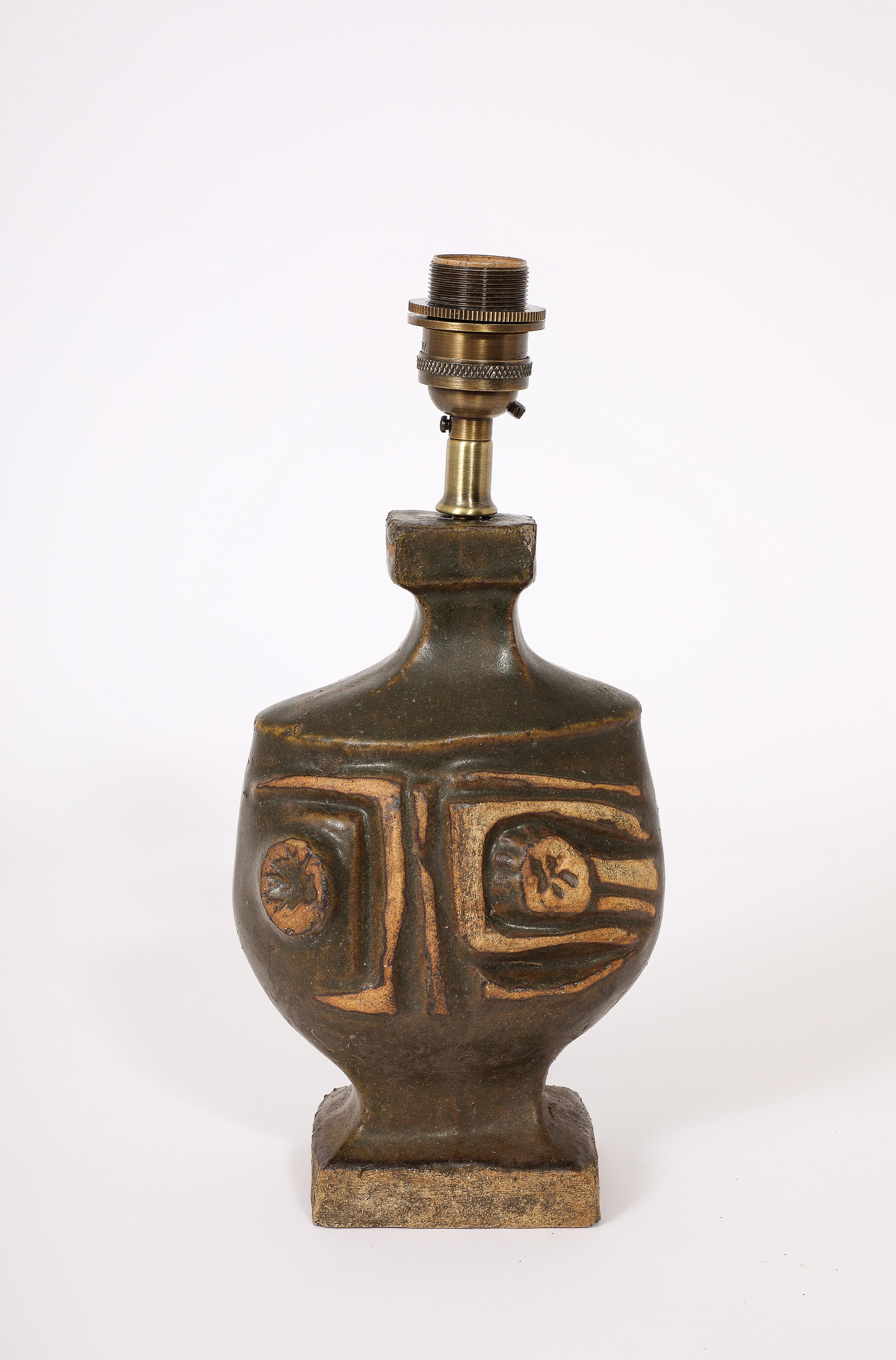 Peter Ellery Green Brutalist Pottery Lamp, UK 1950's For Sale 2