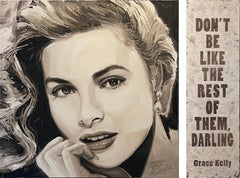 Grace Kelly with inspirational quote-original portrait painting-contemporary Art