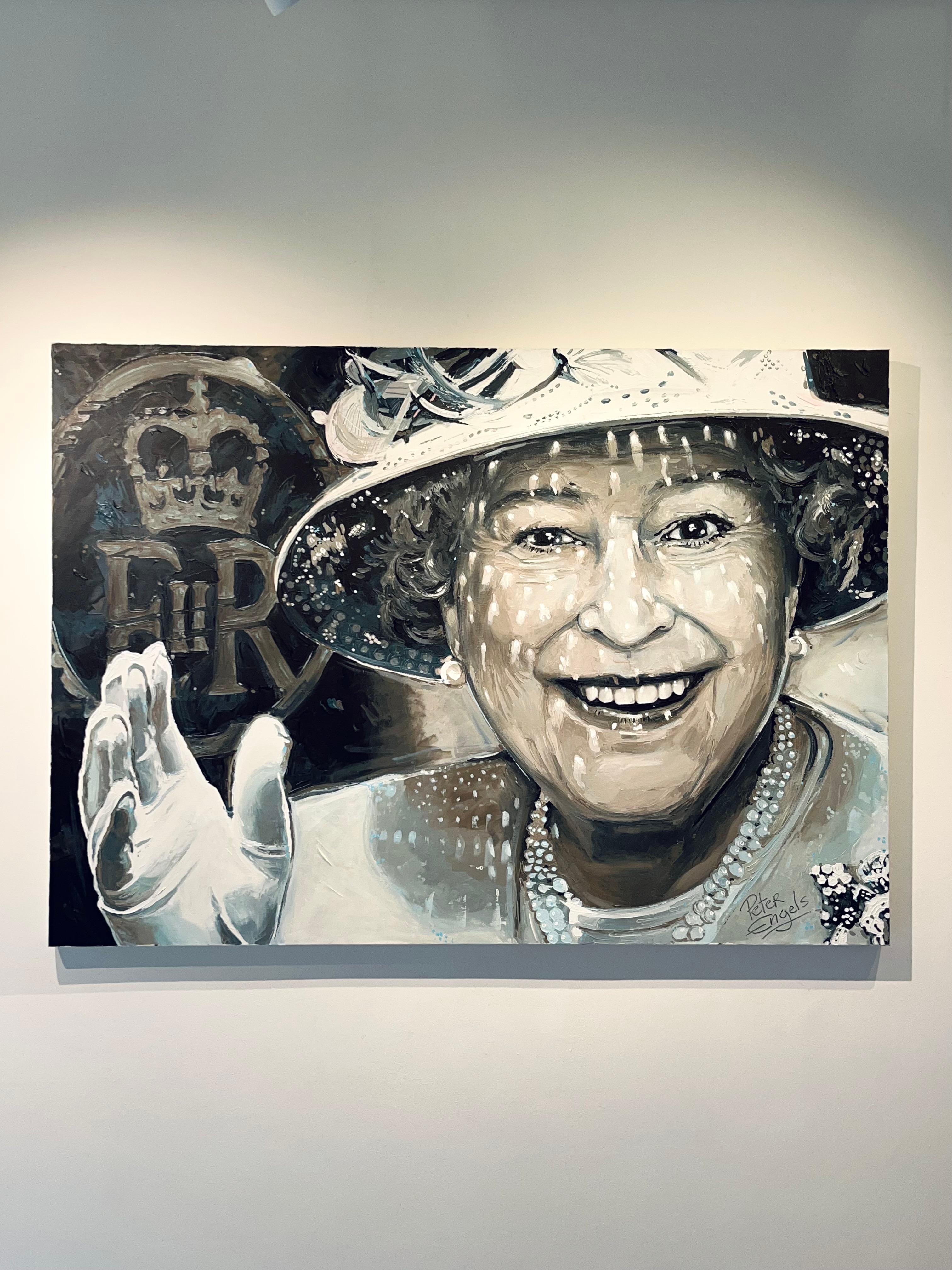 Reine Elisabeth II-peinture originale abstraite de portrait royal-art contemporain en vente 3