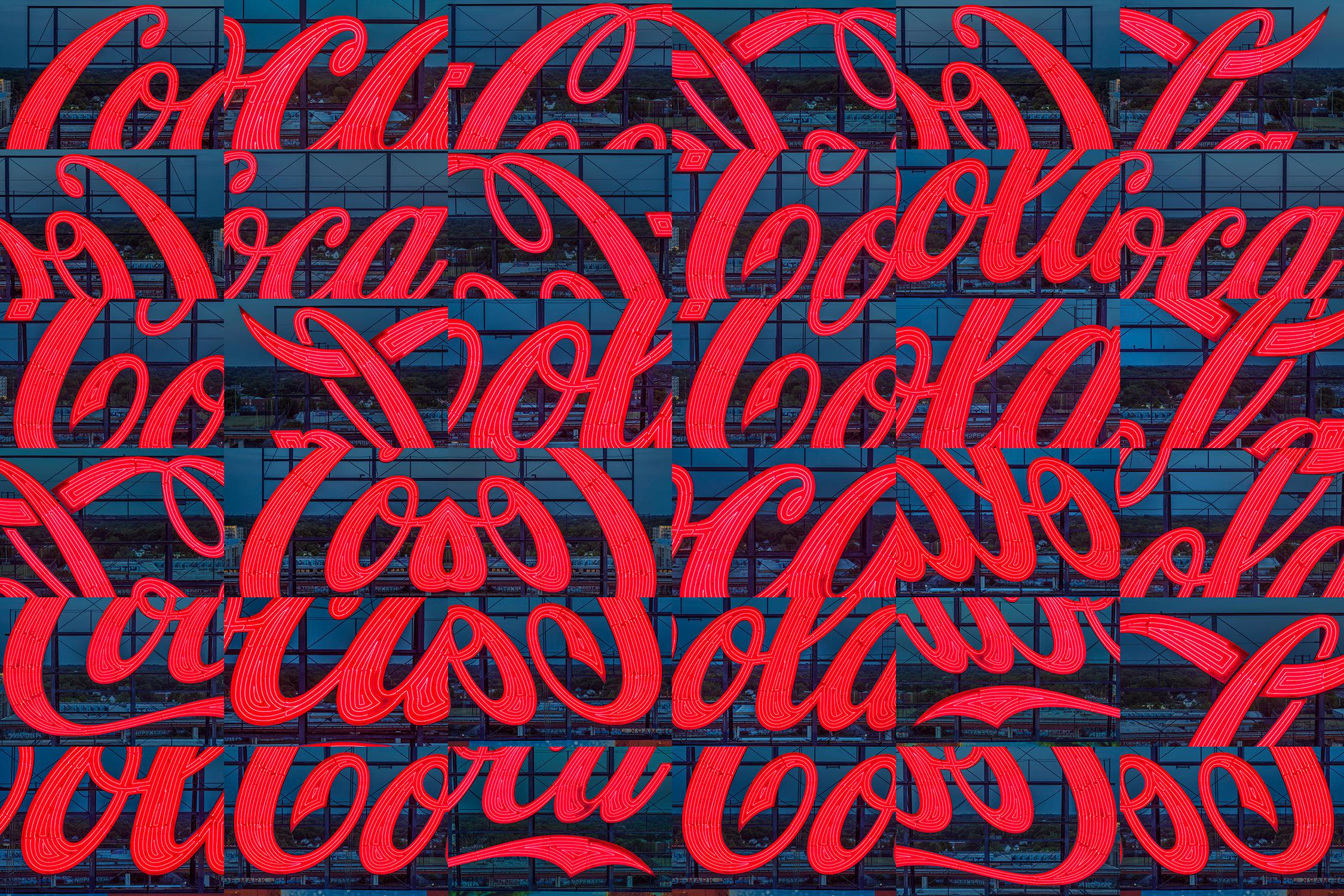 Peter Essick Color Photograph - "Coca-Cola Sign, Atlanta, Georgia X 36" - Composite Image Photography - Cubism