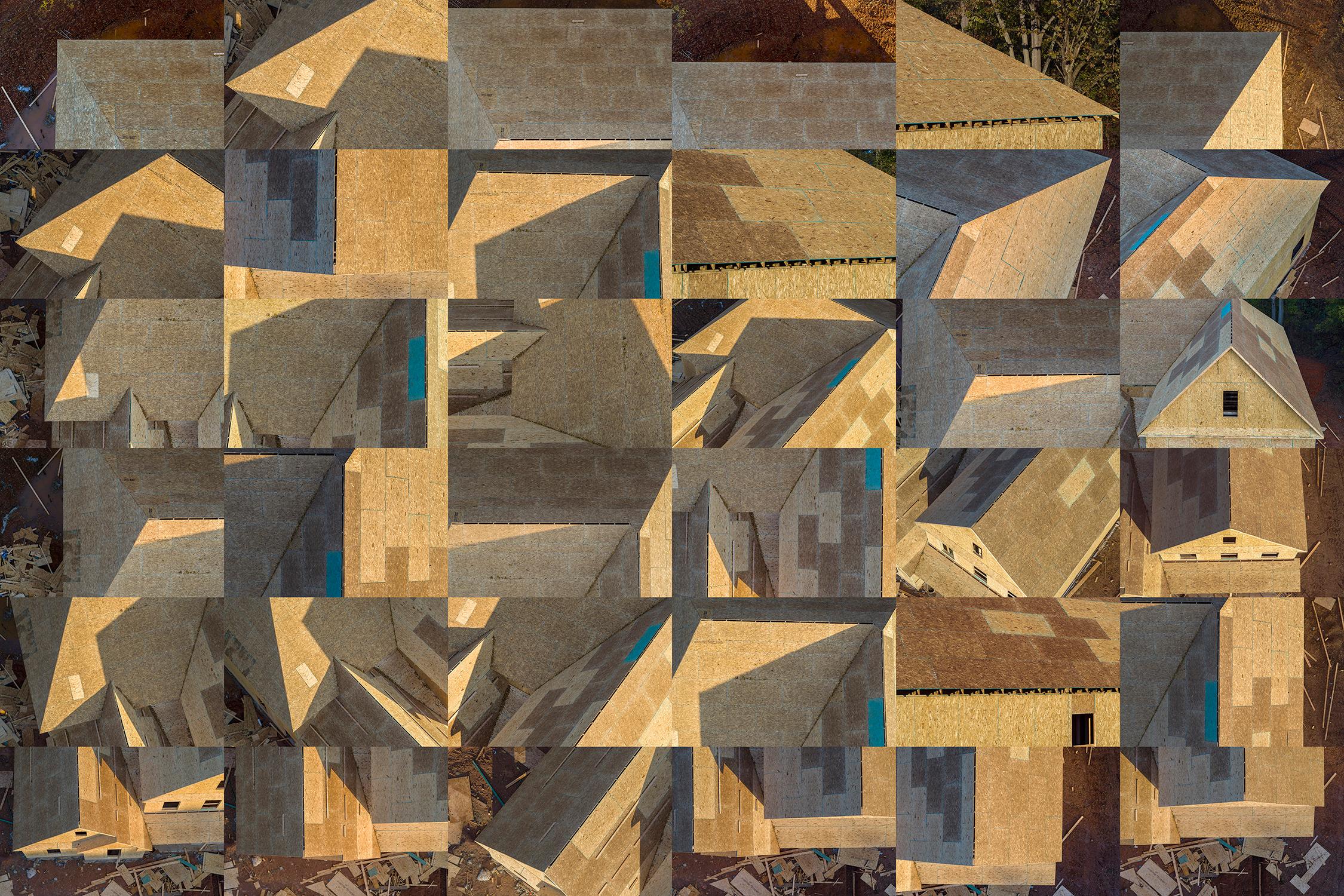 Peter Essick Abstract Photograph - "Construction Site (Roof), Stone Mountain, Georgia X 36" - Composite Photography